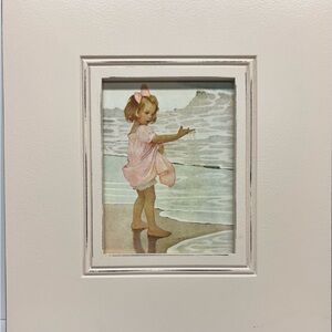 Framed Vintage Beach Scene Art